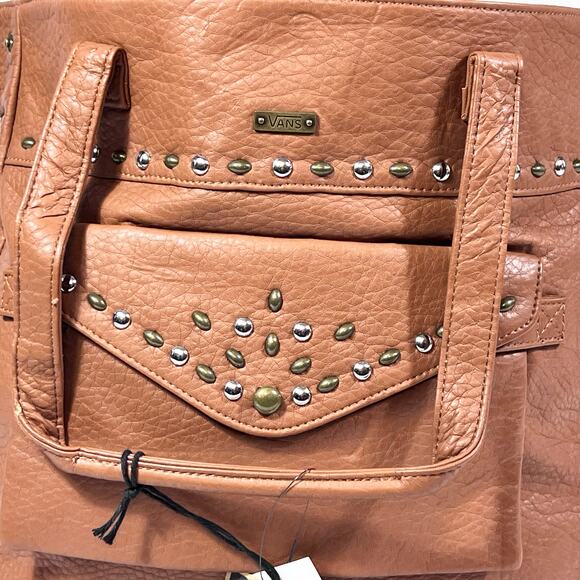 Vans Gypsy Tote Satchel Bag Brown Mocha Bisque Hobo Studded Western New - Picture 8 of 14